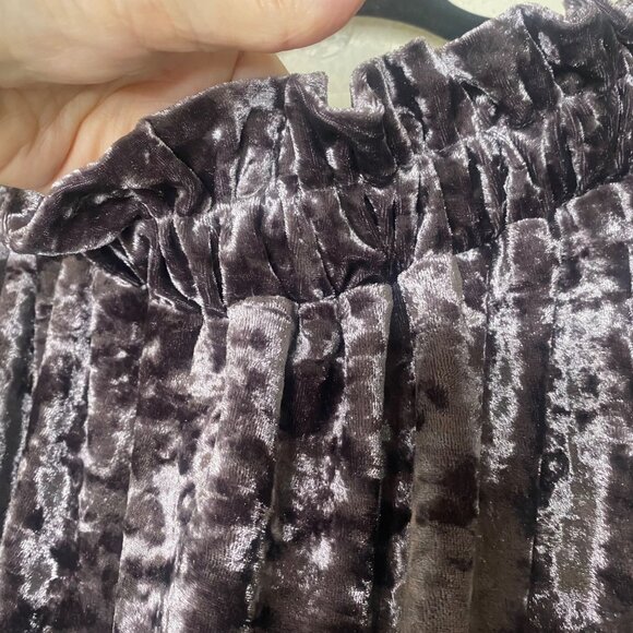Umgee Top Womens S Purple Crushed Velvet Off-Shoulder Riffle‎ Sleeves Popover - Picture 7 of 10